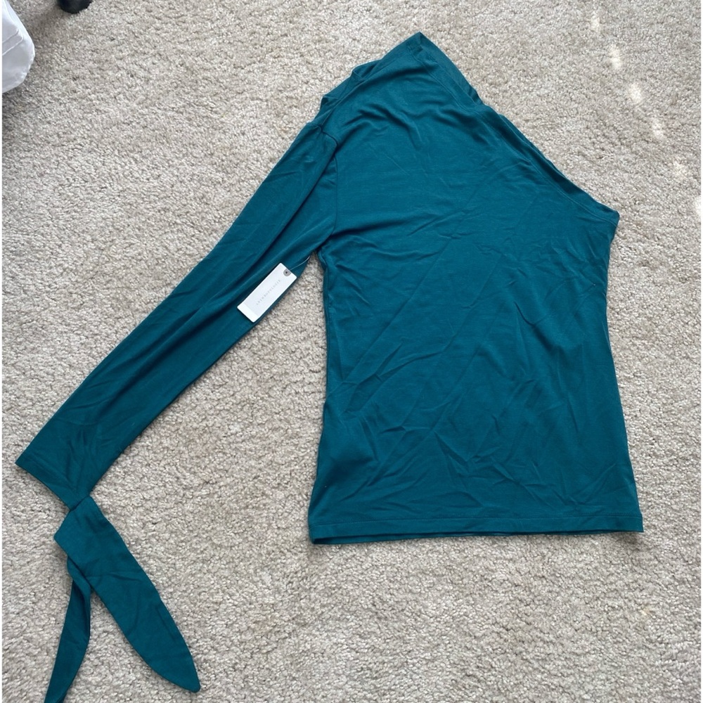 NWT Anthropologie Maeve Teal One-Shoulder Longsleeve Top - Picture 2 of 5